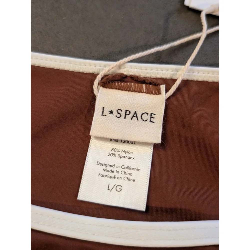 L*Space Levy Bottom Bitsy Brown Side Tie Bikini Large NEW Beach Resort Vacation